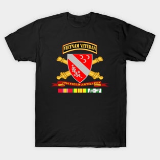 7th Field Artillery w Br - Ribbon VN SVC Vet Tab T-Shirt